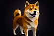 Shiba inu dog standing on black background. Generative AI