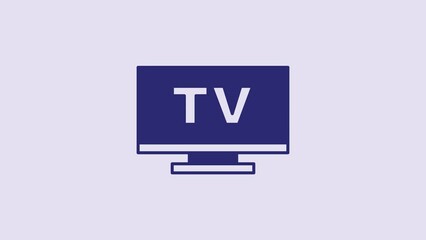 Poster - Blue Smart Tv icon isolated on purple background. Television sign. 4K Video motion graphic animation