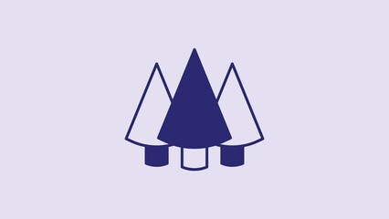 Sticker - Blue Christmas tree icon isolated on purple background. Merry Christmas and Happy New Year. 4K Video motion graphic animation