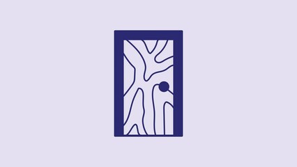 Sticker - Blue Closed door icon isolated on purple background. 4K Video motion graphic animation