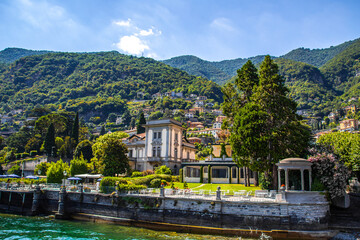 Canvas Print - View of the village Torno Fagetto Laglio Quarzano on the Como Lake, Lombardy, Italy