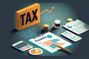 Government taxes and calculation tax return concept , Tax return online for tax payment , Government, state taxes, paperwork, financial research, report , generative ai