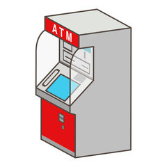 Wall Mural - ATM icon - Red, Facing left, Included outline