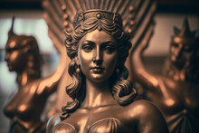 Bronze Statue Of An Ancient Greek Goddess, AI Generated Art