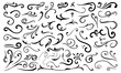 © Mussbila - Calligraphy Curvy Line Floral Decoration. Hand drawn decorative curls and swirls. Flourish swirl ornate decoration for pointed pen ink calligraphy style.