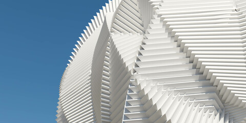Poster - abstract white architecture element building in front of blue sky 3d render illustration