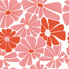 retro floral seamless pattern. groovy daisy flower