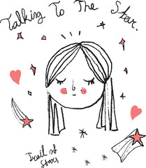 cute girl illustration for print