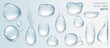 Realistic transparent water drops set. Rain drops on the glass. Isolated vector illustration

