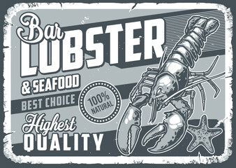 Sticker - Bar lobster monochrome vintage poster