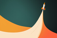 Minimalist Rocket Ship Launch Pad , Business Idea Start-up Take Off Concept, Generative AI Illustration