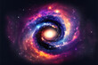 Spiral galaxy background. A view from space to a spiral galaxy and stars. Universe filled with stars, nebula and galaxy. Generative AI.