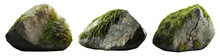 Beautiful Natural Rock With Moss, Transparent Background, 3d Rendering, Can Be Used For Natural Garden Yard Decoration, Generative Ai.