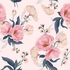 Wall Mural - Eustoma Floral Watercolor Seamless Pattern. Good for print, Wallpaper, fashion and more. 