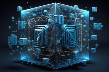 Poster - Blockchain technology concept, Generative AI	
