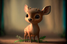 Close Up Of Cute Baby Deer.