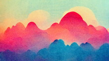 Mountains Abstract Multicolor Risograph Print Background Texture Created With Generative Ai