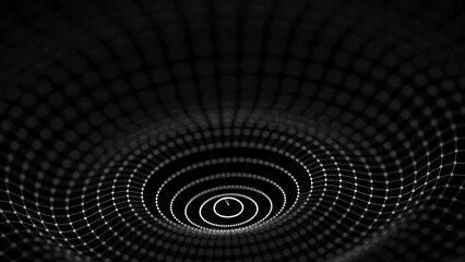 Poster - Sphere with moving information particles. Global communication technology. 3D rendering.