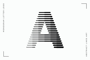 Poster - letter a logo with abstract line pattern