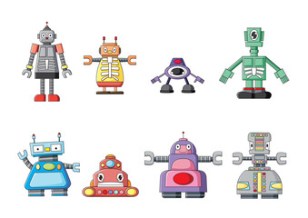 robot character design monster creative isolated and toy colorful cute illustration vector
