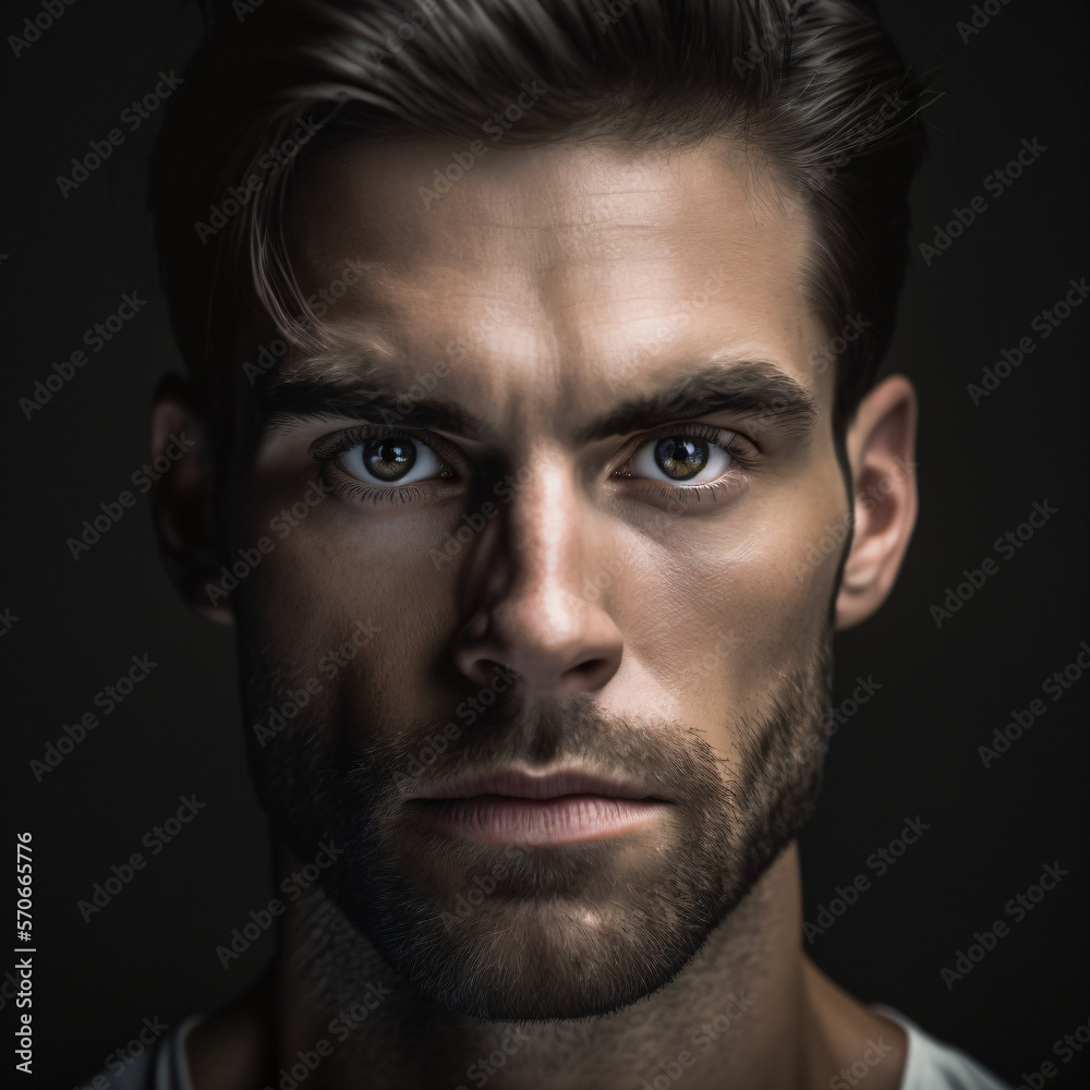 Brunette Man with Brown Eyes | Stable Diffusion Online, image size:1000x1000