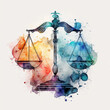 © Eduardo - watercolor painting of libra astrological zodiac sign isolated on a white background Generative Ai
