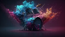 Abstract Digital Drum Kit With Colors Generative AI