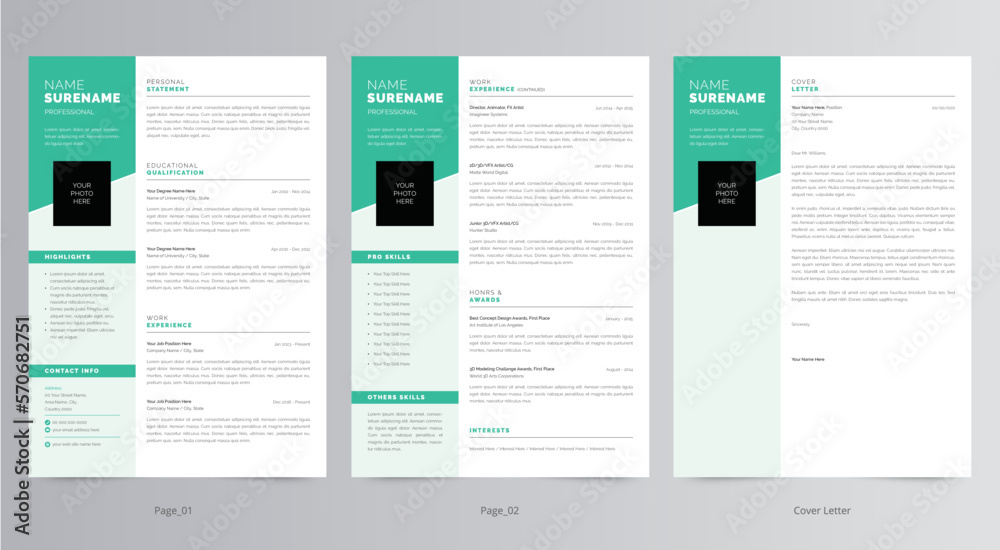 Resume Template, Professional Modern Resume Template, CV Template Stock ...