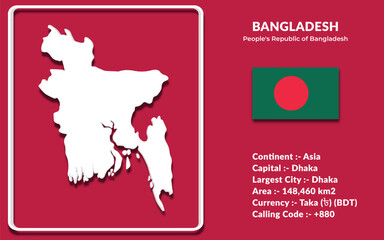 Bangladesh map design in 3d style with national flag