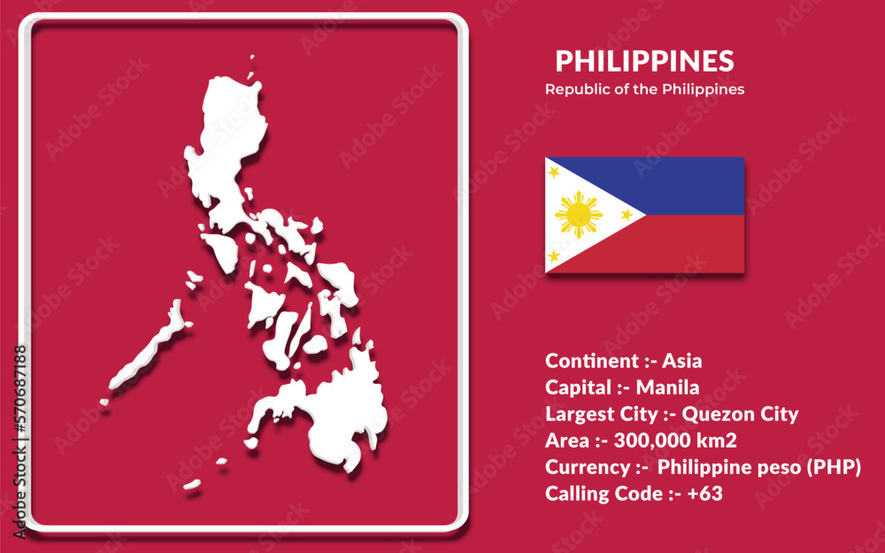 Philippines map design in 3d style with national flag Stock Vector ...