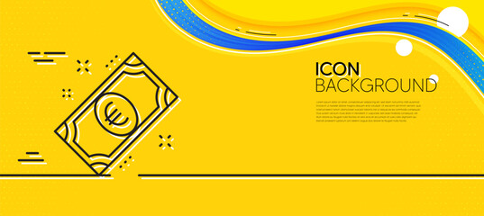 Poster - euro money line icon. abstract yellow background. payment method sign. eur symbol. minimal euro mone