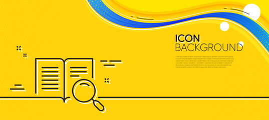 Poster - search text line icon. abstract yellow background. find word sign. open book symbol. minimal search 