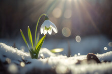 Spring's Renewal
A Blooming Snowdrop And A Green Sprout Are Symbols Of The Change Of Season, General Renewal And New Life. Generative AI