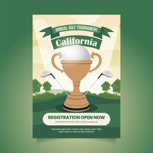 Golf Tournament Flyer And Championship Poster Design, Golf Event Banner Vector Template