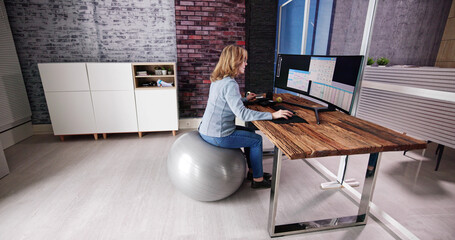 Poster - Correct Posture At Desk In Office
