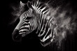 Abstraktes schwarz weißes Zebra Kunstwerk mit Farbspritzer. Perfektes Wandbild - Generative Ai