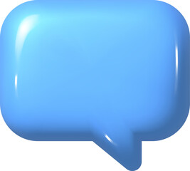 3d illustration of blue realistic speech bubble icon. mesh vector talking cloud. glossy chat high qu