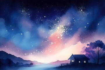 Wall Mural - house in the night