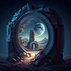Wall Mural - alien world, deep space landscape