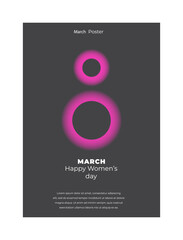 Wall Mural - 8 March. Women's day vector greeting card with Number 8 in the style of cut paper. Minimalistic poster. Vector illustration concept