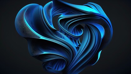 Abstract blue 3D Business Technology Aurora Silk Background created with generative ai technology