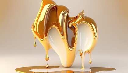 Wall Mural - Abstract dripping honey 3D Business Technology Aurora Silk Background created with generative ai technology