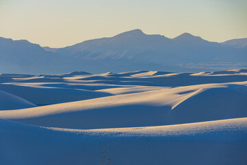 Sunny view of the landscape of White Sands National Park