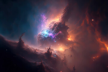 Wall Mural - space nebula, amazing colorful nebula. ai-generated