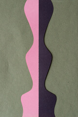 Sticker - retro modern pink and black wavy and straight shapes on rough green paper