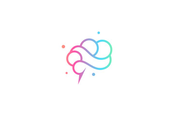 Brain logo with unique design style in colorful gradient