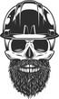 Skull with beard and mustache in the miner or construction hard hat helmet illustration
