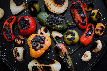 Wall Mural - burnt chilies for mexican sauce, spicy food in mexico city Latin America