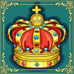 Canvas Print - illustration of a golden royal crown