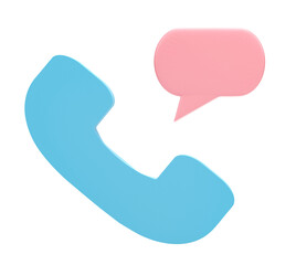Fototapete - 3D rendering. Phone call icon with speech bubble isolated on transparent background